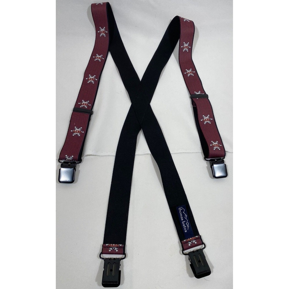 Thomas Bates Suspenders Snowflake Americana Holiday Grandpa Core X Back - Picture 3 of 12
